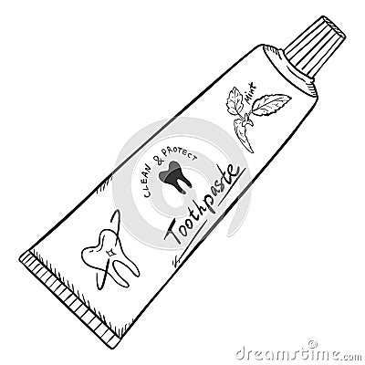 Vector Single Sketch Illustration - Tube of Toothpaste Vector Illustration