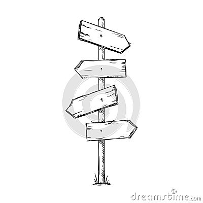 Vector Single Sketch Signpost Vector Illustration