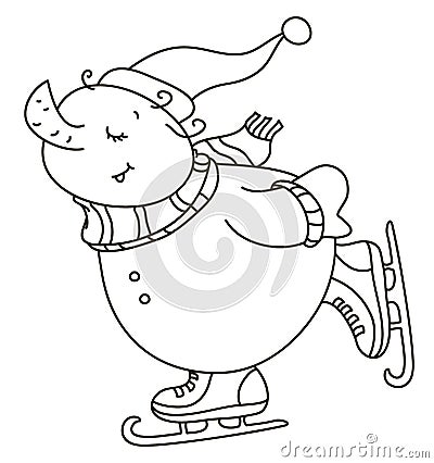 Vector skating snowman. Vector Illustration