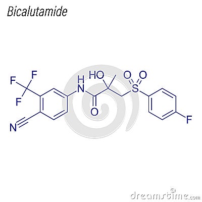 Vector Skeletal formula of Bicalutamide. Drug chemical molecule Stock Photo