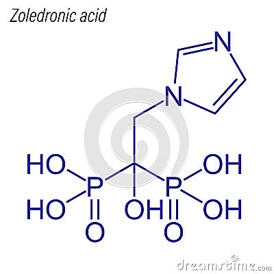 Vector Skeletal formula of Zoledronic acid. Drug chemical molecu Stock Photo