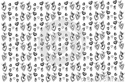 Vector sketch of the background and beautiful holiday hearts Vector Illustration