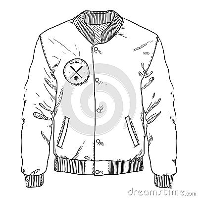 Vector Sketch Baseball Jacket Vector Illustration