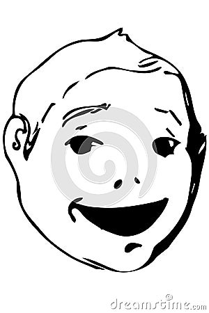 Vector sketch of a beautiful face of a smiling child Vector Illustration