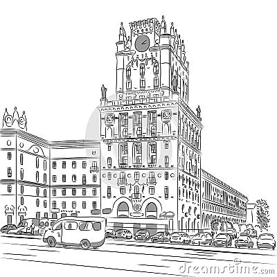 Vector sketch of a city-center Vector Illustration