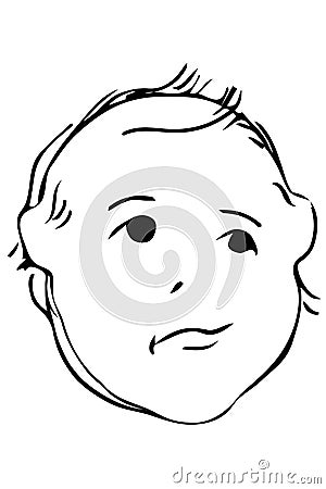 Vector sketch of the face of a beautiful baby Vector Illustration