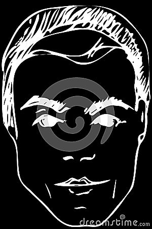 Vector sketch of the face of a handsome young man Vector Illustration