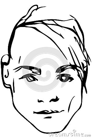 Vector sketch of the face of a handsome young man Vector Illustration