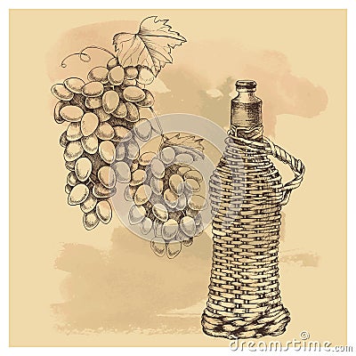 Vector sketch grapes, wine of for design Vector Illustration