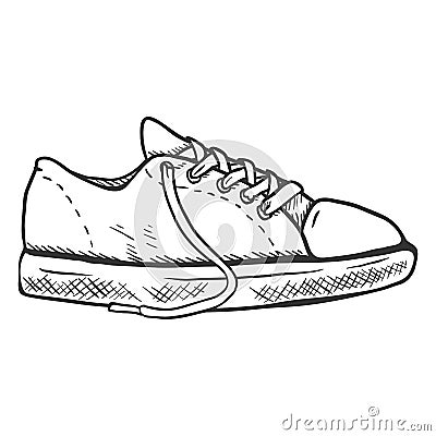 Vector Sketch Illustration - Casual Gumshoes. Side View Vector Illustration