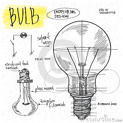 Vector sketch illustration - light bulb Vector Illustration