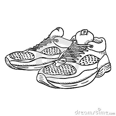 Vector Sketch Illustration - Pair of Running Shoes Vector Illustration