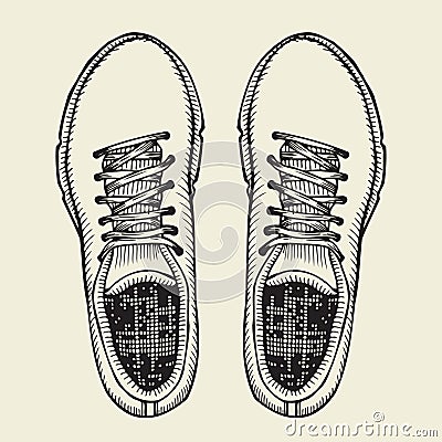 Skaters Shoes. Top View. Vector Illustration