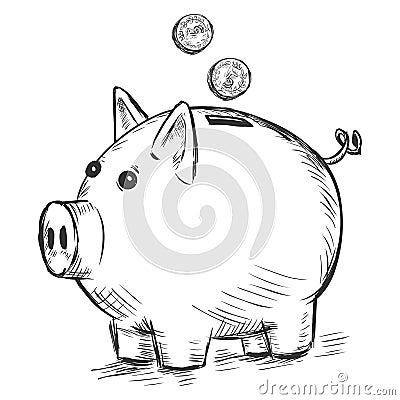 Vector sketch illustration - piggy bank Vector Illustration
