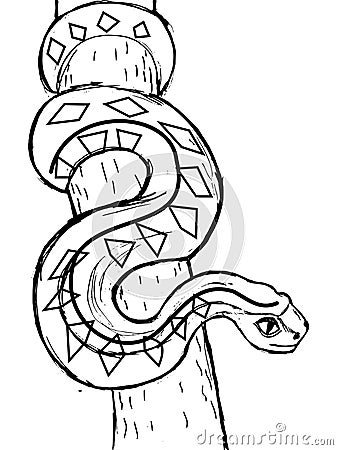 Vector, sketch image of anaconda Cartoon Illustration