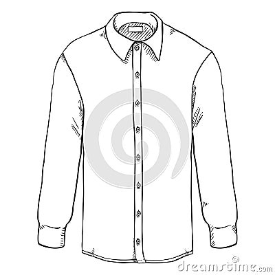 Vector Sketch Long-sleeve Classic Men Shirt Vector Illustration