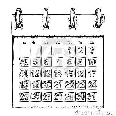 Vector Sketch Loose-leaf Calendar Vector Illustration