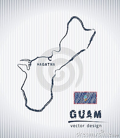 Guam vector chalk drawing map isolated on a white background Vector Illustration