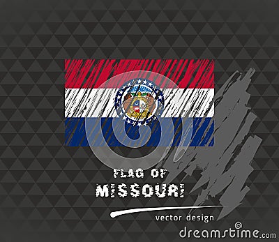 Missouri flag, vector sketch hand drawn illustration on dark grunge background Vector Illustration