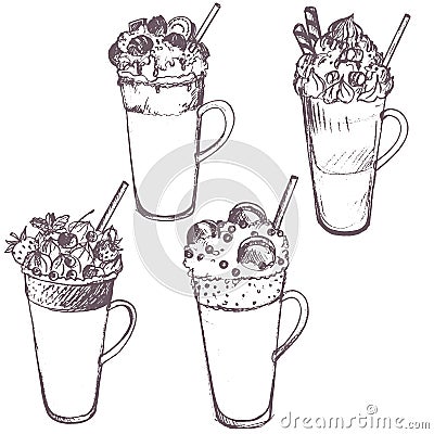 Vector sketch of milkshakes Vector Illustration