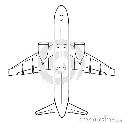 Vector Sketch Passenger Airplane. Commercial Aviation Aircraft. Vector Illustration