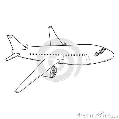 Vector Sketch Passenger Airplane. Commercial Aviation Aircraft. Vector Illustration