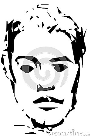 Vector sketch for a portrait of a young man Vector Illustration