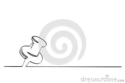 simple vector sketch push pin single one line art, continuous Vector Illustration