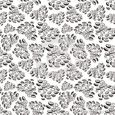 Vector sketch seamless background pattern of coffee bean. Vector Illustration