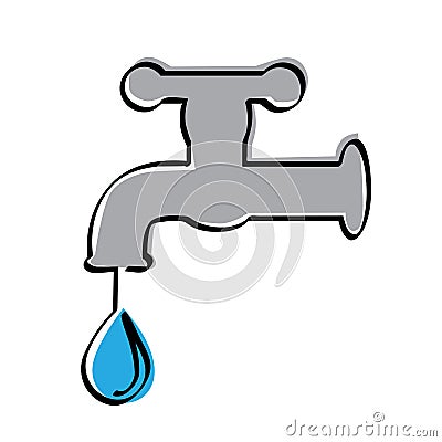 simple vector sketch watertap and drop single one line art, continuous Vector Illustration