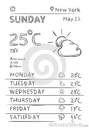 Vector Sketch Weather Infographic Vector Illustration
