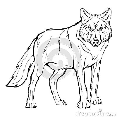 Vector sketch of a wolf. Vector Illustration