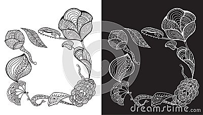 Vector sketched floral border Vector Illustration