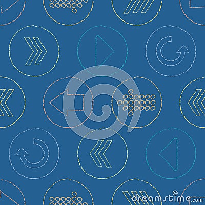 Vector Sketchy Arrow Circles Seamless Pattern Background Vector Illustration