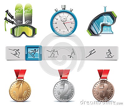 Vector skiing icon set Vector Illustration