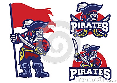Skull pirates mascot set Vector Illustration