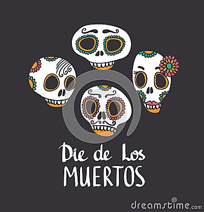 Vector skull set, Mexican day of the dead Vector Illustration