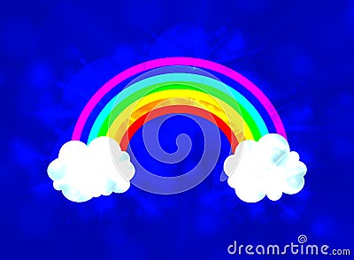 Vector Sky with Rainbow Glowing Illustration, Shining Background. Vector Illustration