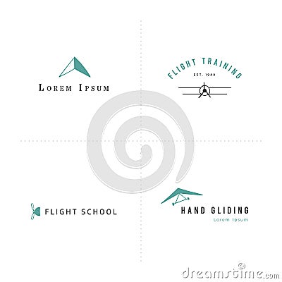 Vector sky sports colored elements. Set of hand drawn logo templates. Vector Illustration