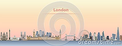 Vector skyline of London city at sunrise Vector Illustration