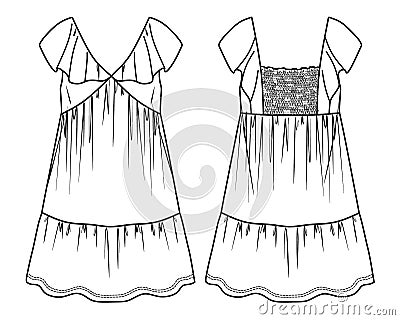 Vector sleeveless V-neck mini dress Vector Illustration