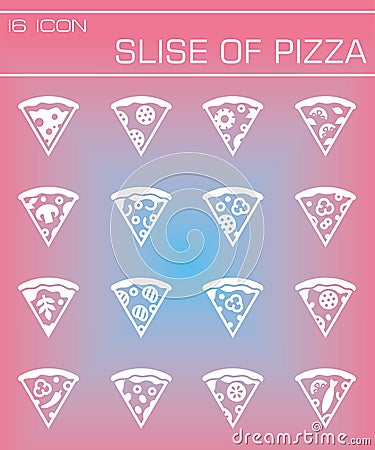 Vector Slice of pizza icon set Vector Illustration