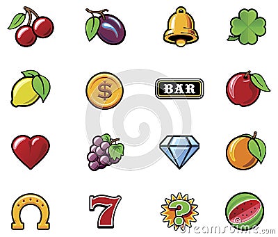 Vector slot machine symbols set Vector Illustration