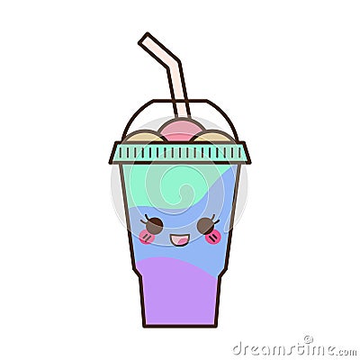 Vector slush drink isolated icon. Cartoon ice cup Vector Illustration