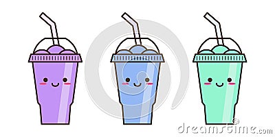 Vector slush drink isolated icon. Cartoon ice cup Vector Illustration