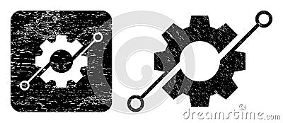 Scratched Smart Gear Carved Seal Vector Illustration