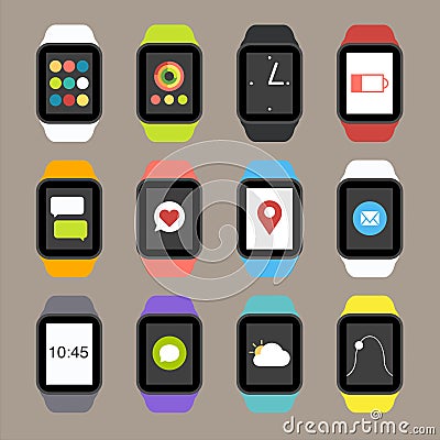 Vector Smart Watch Icons Vector Illustration