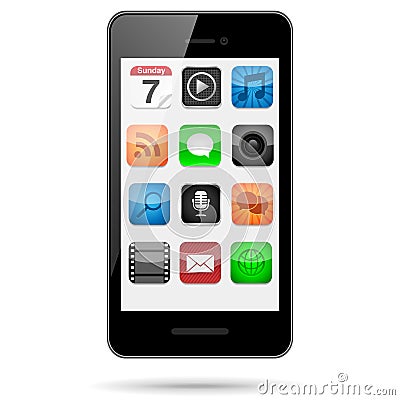 Smartphone With App Icons Royalty Free Stock Images 