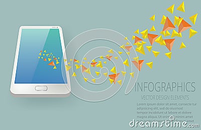 Vector smartphone data send infographic . Vector Illustration