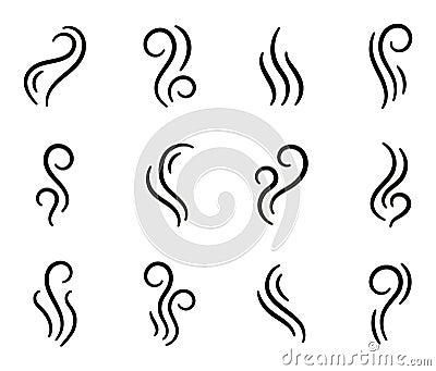 Vector smell icon. Set of smoke, steam, vapour illustration Vector Illustration